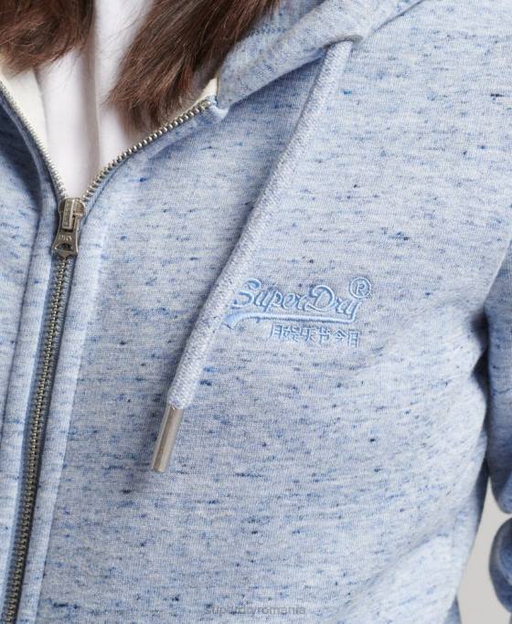 Superdry hanorac cu fermoar cu logo din bumbac organic îmbrăcăminte albastru deschis femei JX0Z5963