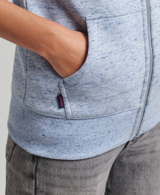 Superdry hanorac cu fermoar cu logo din bumbac organic îmbrăcăminte albastru deschis femei JX0Z5963