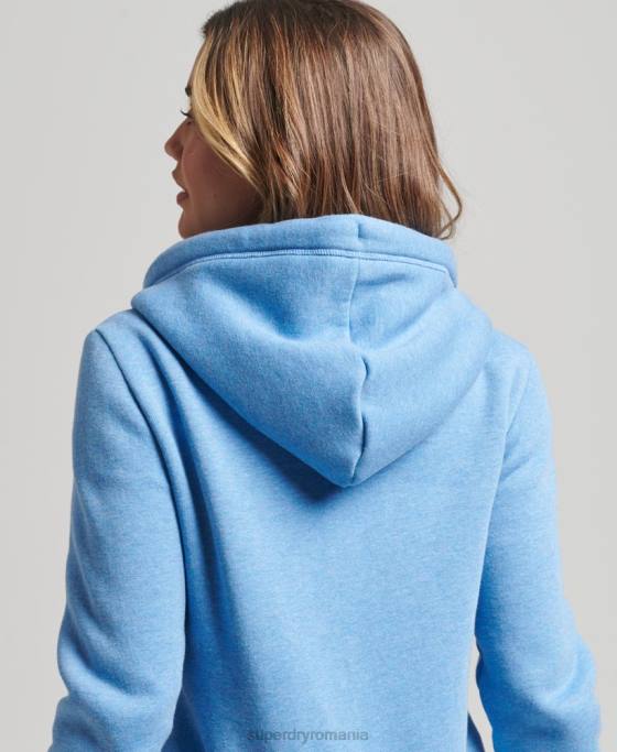 Superdry hanorac cu fermoar cu logo din bumbac organic îmbrăcăminte albastru femei JX0Z3301