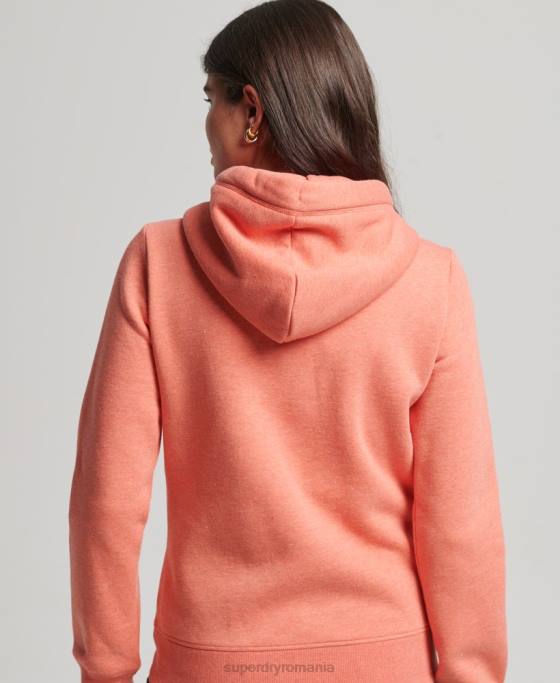 Superdry hanorac cu fermoar cu logo din bumbac organic îmbrăcăminte coral femei JX0Z3293