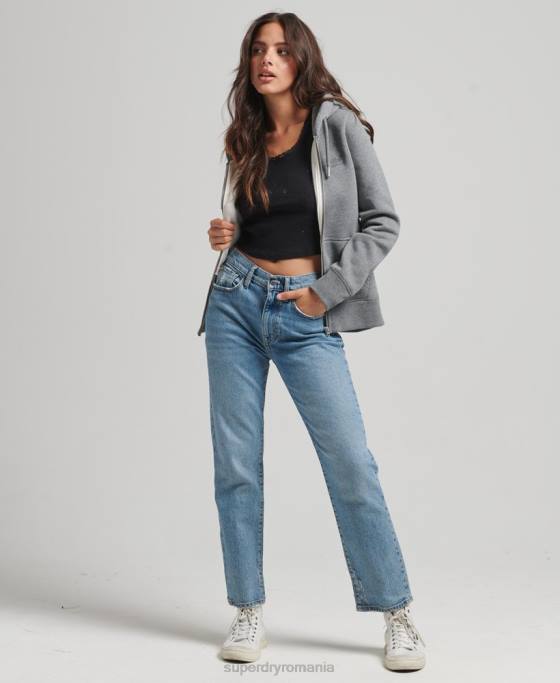 Superdry hanorac cu fermoar cu logo din bumbac organic îmbrăcăminte gri femei JX0Z3303