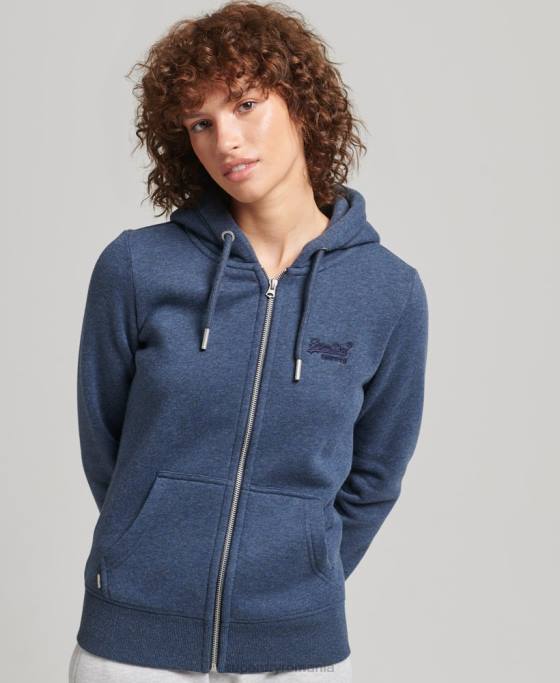 Superdry hanorac cu fermoar cu logo din bumbac organic îmbrăcăminte marina femei JX0Z3379