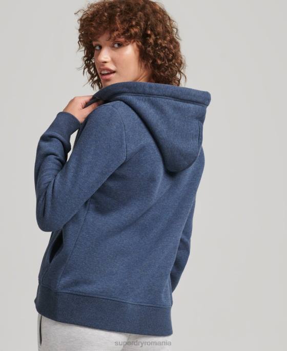 Superdry hanorac cu fermoar cu logo din bumbac organic îmbrăcăminte marina femei JX0Z3379