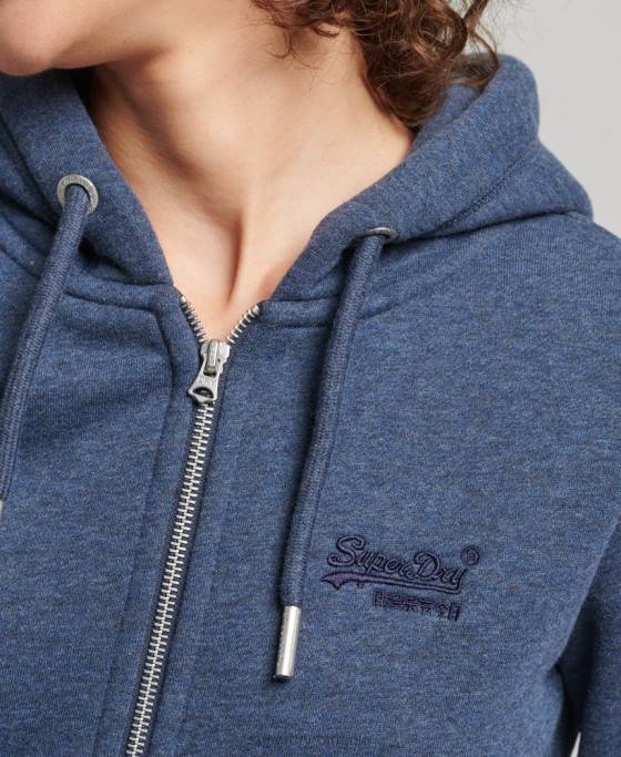 Superdry hanorac cu fermoar cu logo din bumbac organic îmbrăcăminte marina femei JX0Z3379
