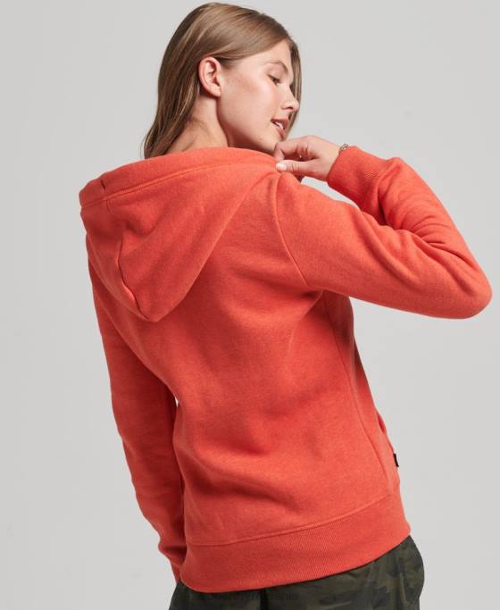 Superdry hanorac cu fermoar cu logo din bumbac organic îmbrăcăminte portocale femei JX0Z5744
