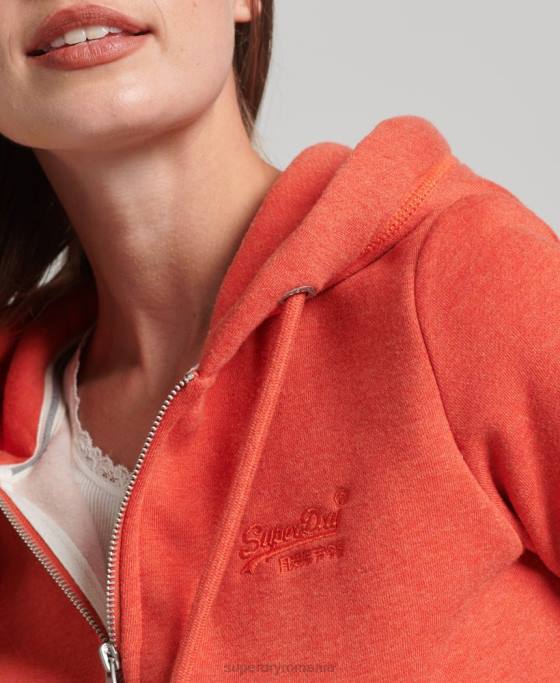 Superdry hanorac cu fermoar cu logo din bumbac organic îmbrăcăminte portocale femei JX0Z5744
