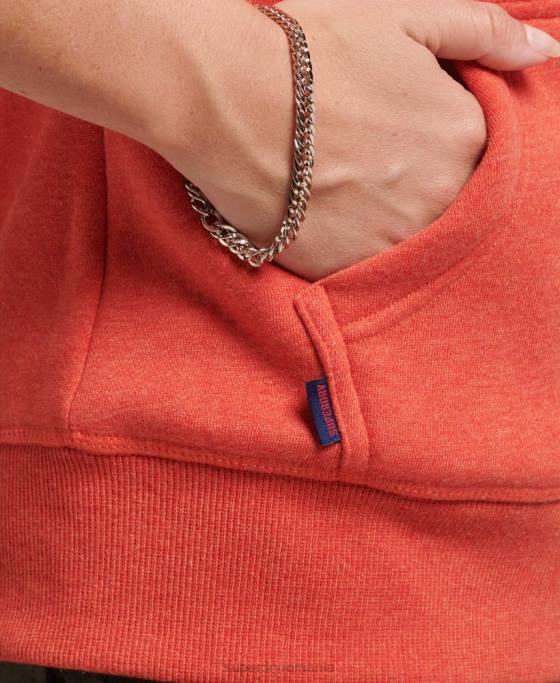 Superdry hanorac cu fermoar cu logo din bumbac organic îmbrăcăminte portocale femei JX0Z5744