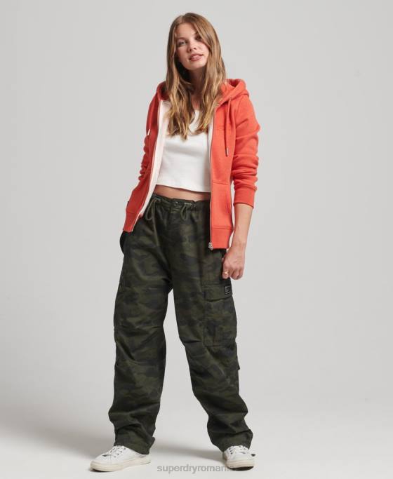 Superdry hanorac cu fermoar cu logo din bumbac organic îmbrăcăminte portocale femei JX0Z5744