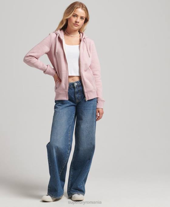 Superdry hanorac cu fermoar cu logo din bumbac organic îmbrăcăminte roz femei JX0Z5900
