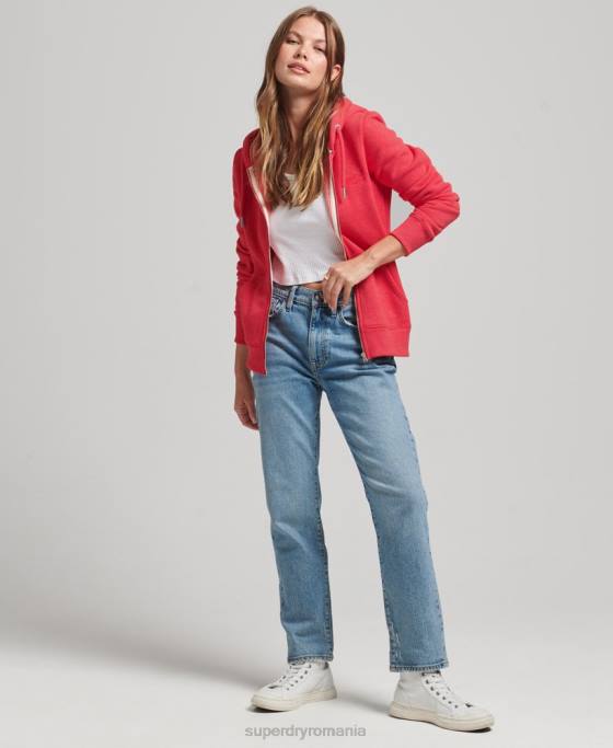 Superdry hanorac cu fermoar cu logo din bumbac organic îmbrăcăminte roșu femei JX0Z5938