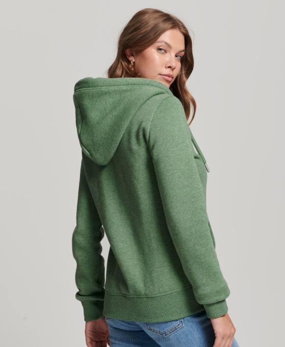 Superdry hanorac cu fermoar cu logo din bumbac organic îmbrăcăminte verde femei JX0Z5957