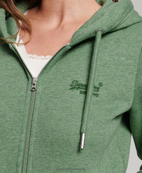 Superdry hanorac cu fermoar cu logo din bumbac organic îmbrăcăminte verde femei JX0Z5957