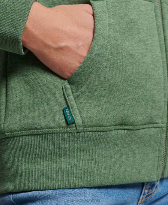 Superdry hanorac cu fermoar cu logo din bumbac organic îmbrăcăminte verde femei JX0Z5957