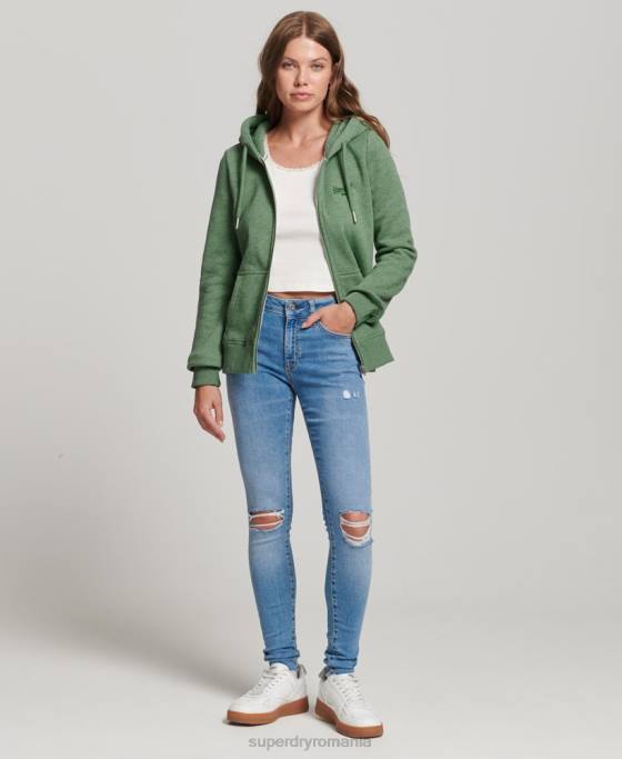 Superdry hanorac cu fermoar cu logo din bumbac organic îmbrăcăminte verde femei JX0Z5957
