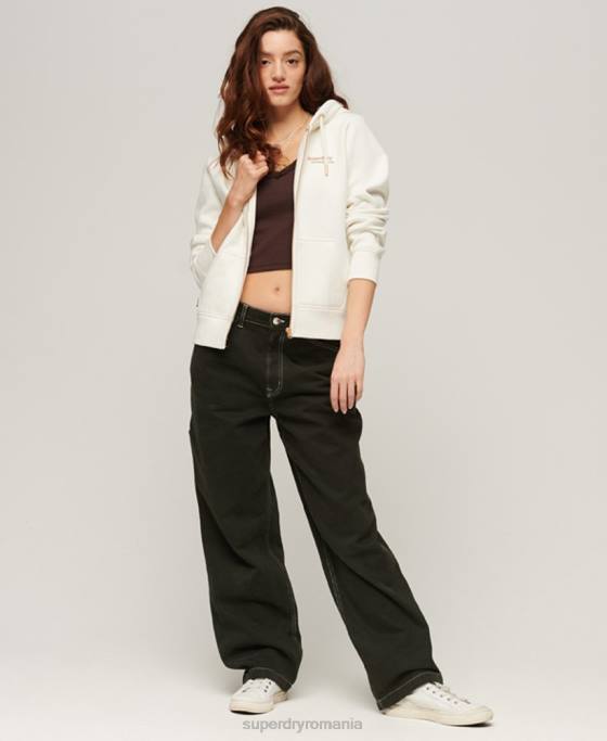Superdry hanorac cu fermoar cu logo esențial îmbrăcăminte alb femei JX0Z3269