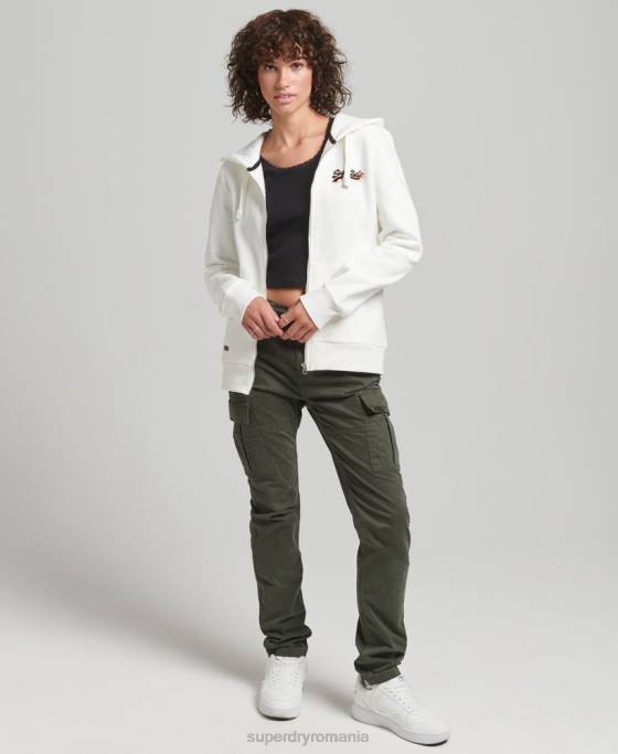 Superdry hanorac cu fermoar cu logo vintage curcubeu îmbrăcăminte alb femei JX0Z6110