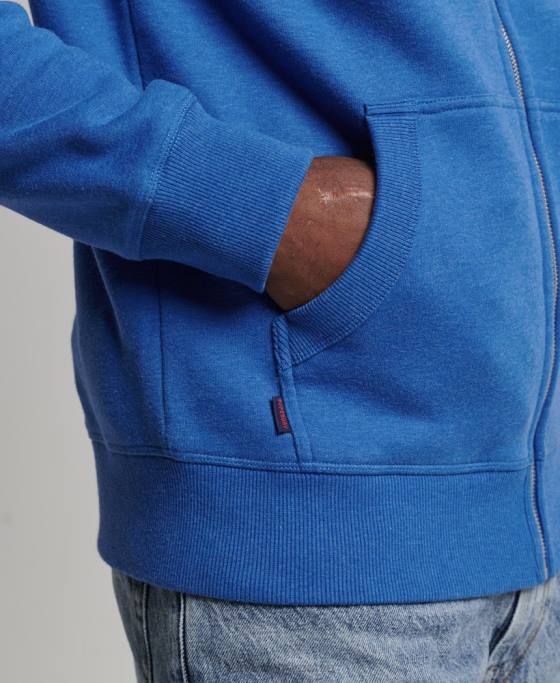 Superdry hanorac cu fermoar cu logo vintage din bumbac organic îmbrăcăminte albastru bărbați JX0Z668