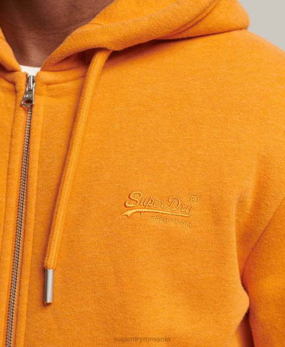 Superdry hanorac cu fermoar cu logo vintage din bumbac organic îmbrăcăminte galben bărbați JX0Z624