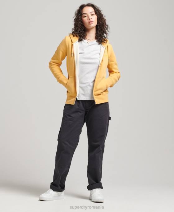 Superdry hanorac cu fermoar cu logo vintage din bumbac organic îmbrăcăminte galben femei JX0Z3384