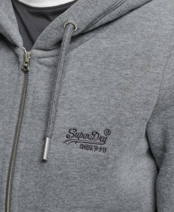 Superdry hanorac cu fermoar cu logo vintage din bumbac organic îmbrăcăminte gri femei JX0Z3383