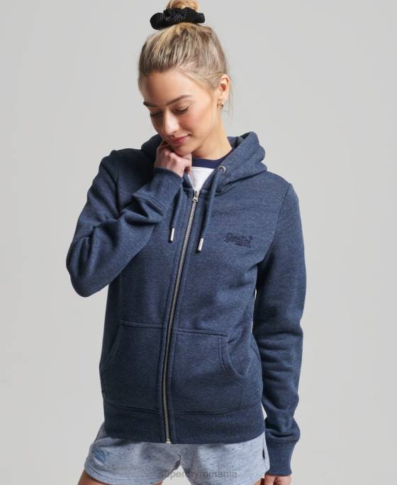 Superdry hanorac cu fermoar cu logo vintage din bumbac organic îmbrăcăminte marina femei JX0Z3421