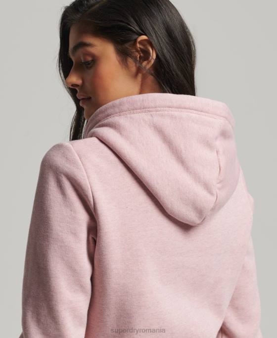 Superdry hanorac cu fermoar cu logo vintage din bumbac organic îmbrăcăminte roz femei JX0Z5763