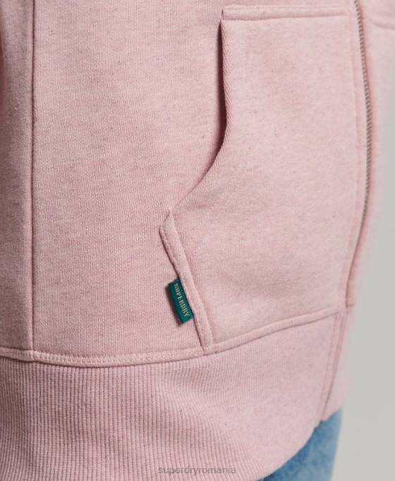 Superdry hanorac cu fermoar cu logo vintage din bumbac organic îmbrăcăminte roz femei JX0Z5763
