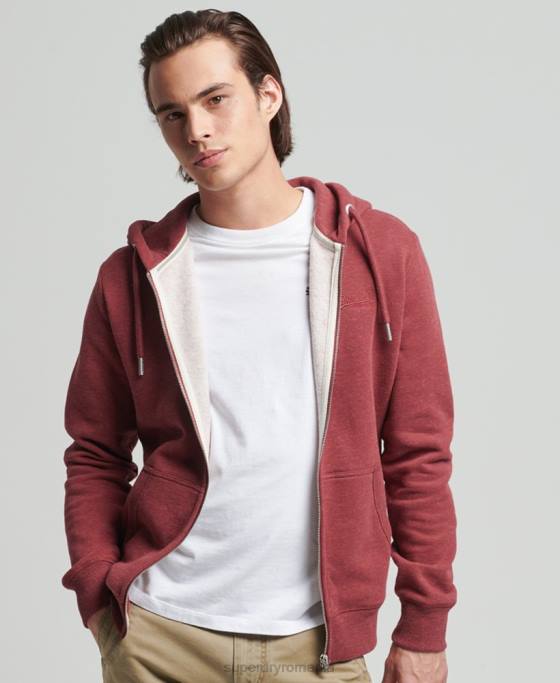 Superdry hanorac cu fermoar cu logo vintage din bumbac organic îmbrăcăminte roșu bărbați JX0Z712