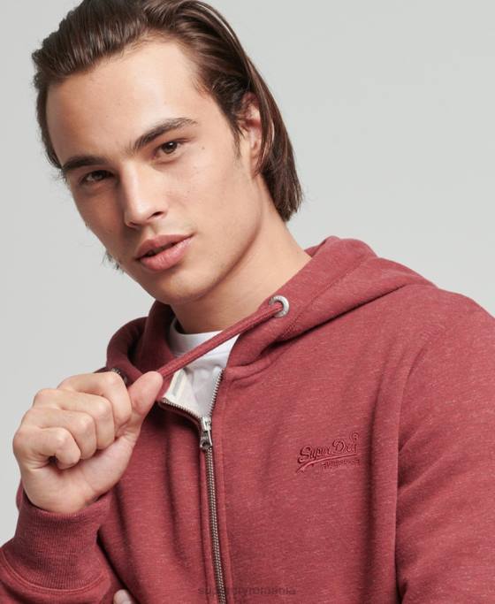 Superdry hanorac cu fermoar cu logo vintage din bumbac organic îmbrăcăminte roșu bărbați JX0Z712