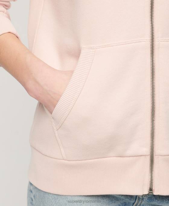 Superdry hanorac cu fermoar cu logo vintage japonez îmbrăcăminte roz femei JX0Z3287