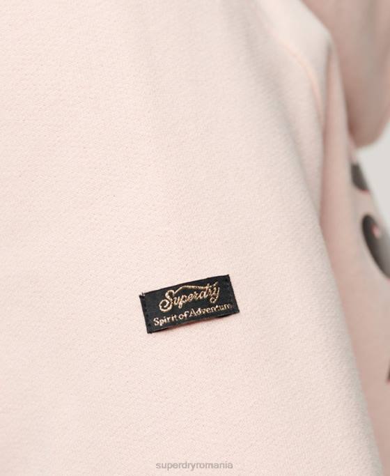 Superdry hanorac cu fermoar cu logo vintage japonez îmbrăcăminte roz femei JX0Z3287