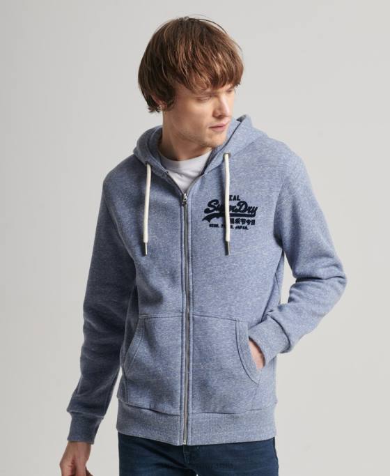 Superdry hanorac cu fermoar cu logo vintage îmbrăcăminte albastru bărbați JX0Z39