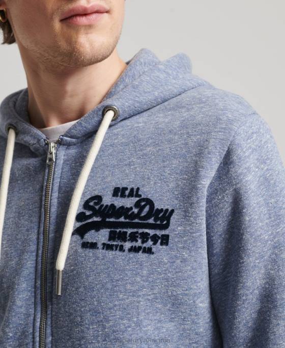 Superdry hanorac cu fermoar cu logo vintage îmbrăcăminte albastru bărbați JX0Z39