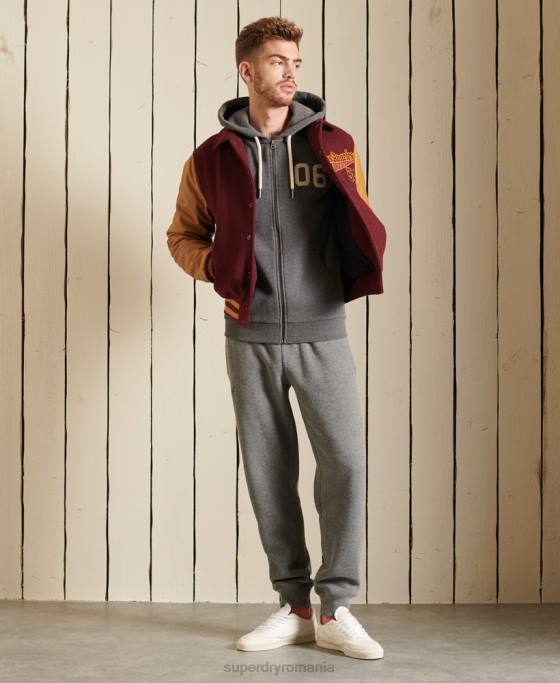 Superdry hanorac cu fermoar cu logo vintage îmbrăcăminte gri bărbați JX0Z891