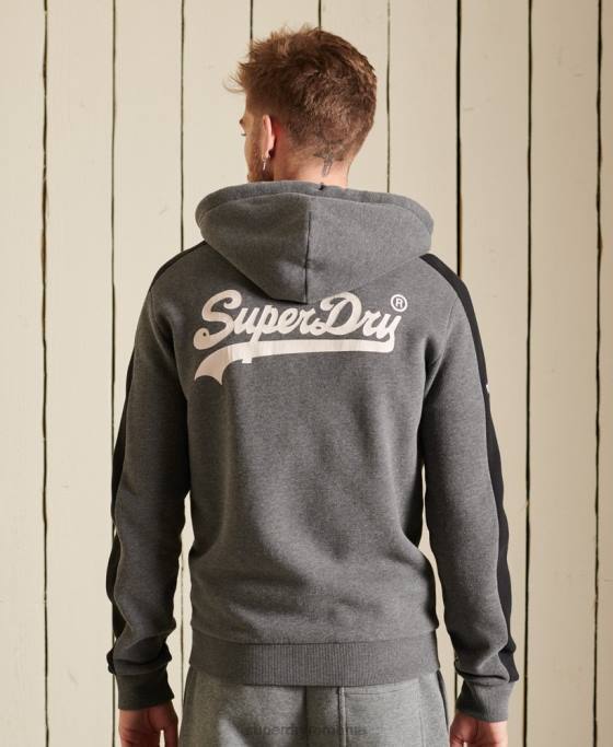 Superdry hanorac cu fermoar cu logo vintage îmbrăcăminte gri bărbați JX0Z891