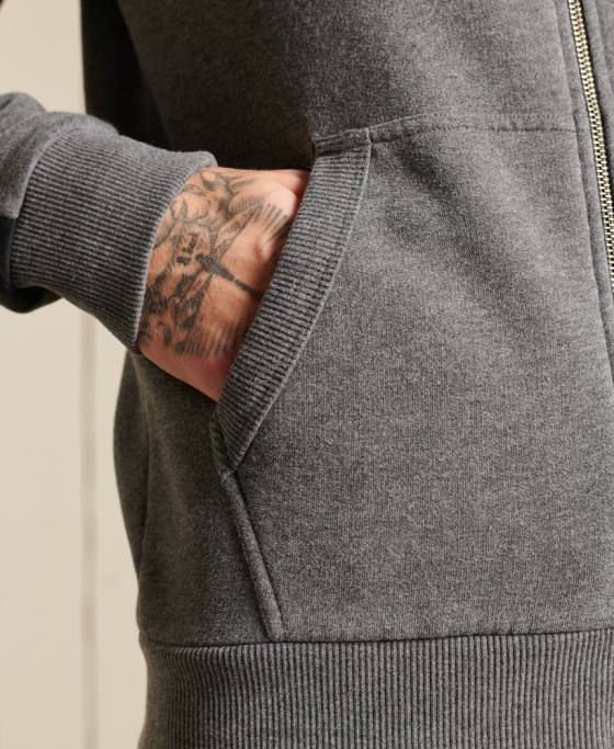 Superdry hanorac cu fermoar cu logo vintage îmbrăcăminte gri bărbați JX0Z891