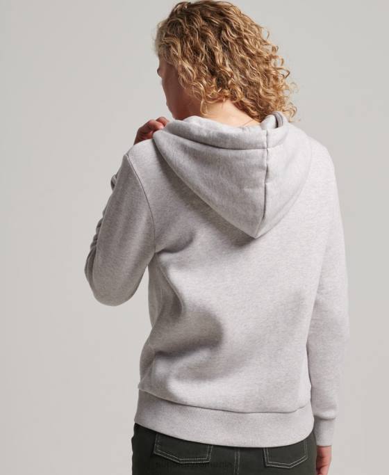 Superdry hanorac cu fermoar cu logo vintage îmbrăcăminte gri deschis femei JX0Z2277
