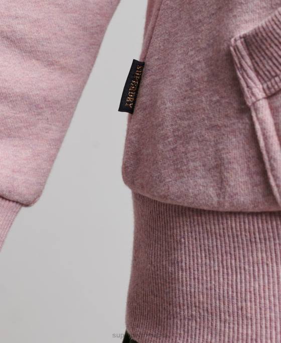 Superdry hanorac cu fermoar cu logo vintage îmbrăcăminte roz femei JX0Z2239