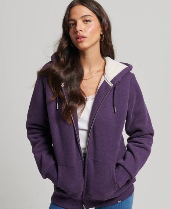 Superdry hanorac cu fermoar căptușit cu borg esențial îmbrăcăminte Violet femei JX0Z5818