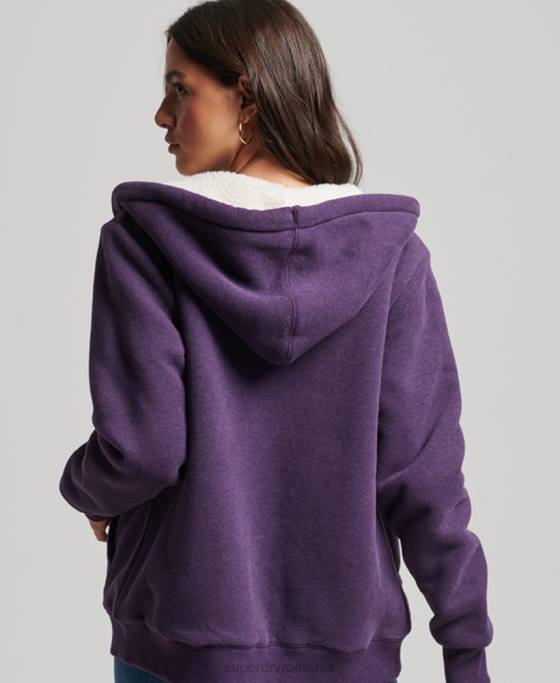 Superdry hanorac cu fermoar căptușit cu borg esențial îmbrăcăminte Violet femei JX0Z5818