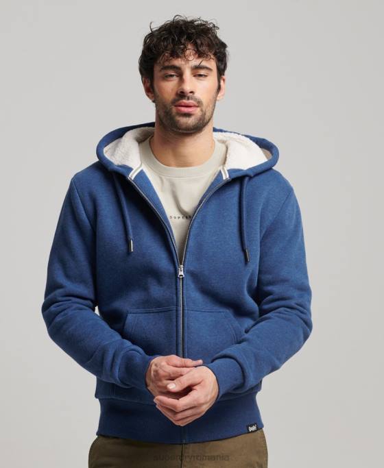 Superdry hanorac cu fermoar căptușit cu borg esențial îmbrăcăminte albastru bărbați JX0Z5110