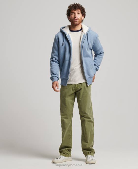 Superdry hanorac cu fermoar căptușit cu borg esențial îmbrăcăminte albastru deschis bărbați JX0Z4988