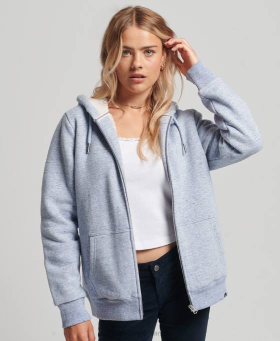 Superdry hanorac cu fermoar căptușit cu borg esențial îmbrăcăminte albastru deschis femei JX0Z5880