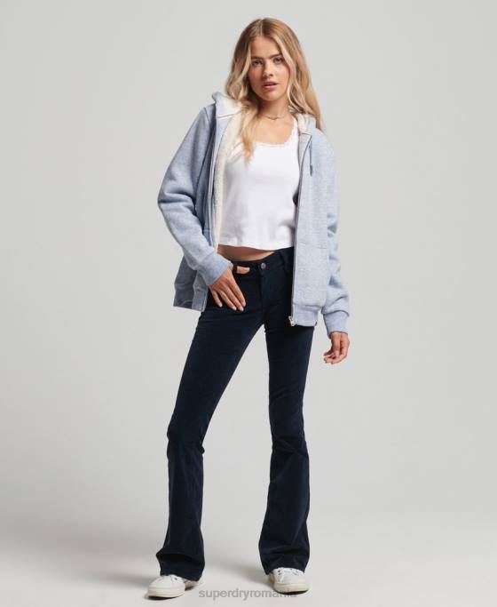 Superdry hanorac cu fermoar căptușit cu borg esențial îmbrăcăminte albastru deschis femei JX0Z5880