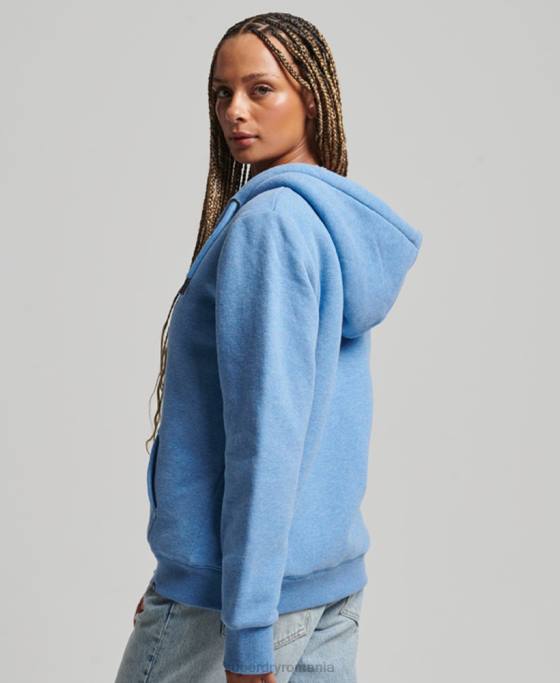 Superdry hanorac cu fermoar căptușit cu borg esențial îmbrăcăminte albastru femei JX0Z5750