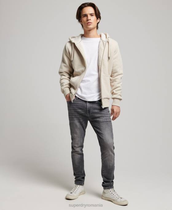 Superdry hanorac cu fermoar căptușit cu borg esențial îmbrăcăminte cremă bărbați JX0Z878