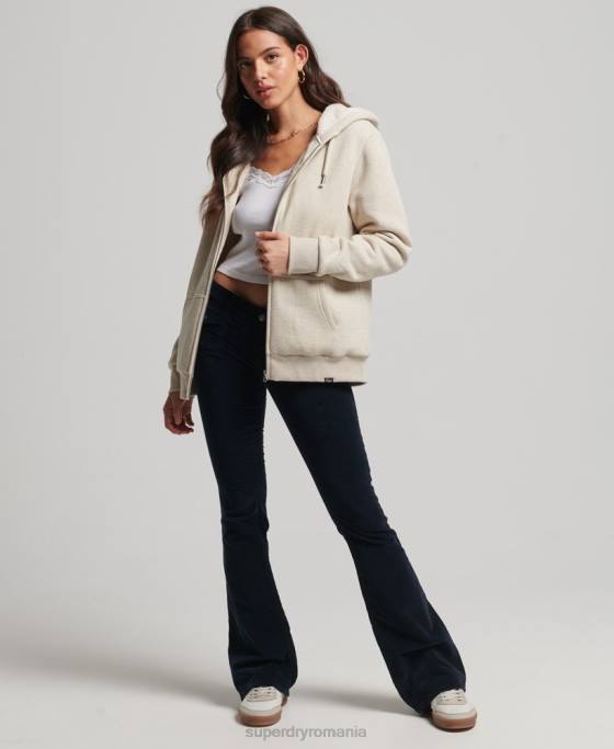 Superdry hanorac cu fermoar căptușit cu borg esențial îmbrăcăminte cremă femei JX0Z5743