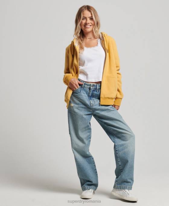Superdry hanorac cu fermoar căptușit cu borg esențial îmbrăcăminte galben femei JX0Z5754