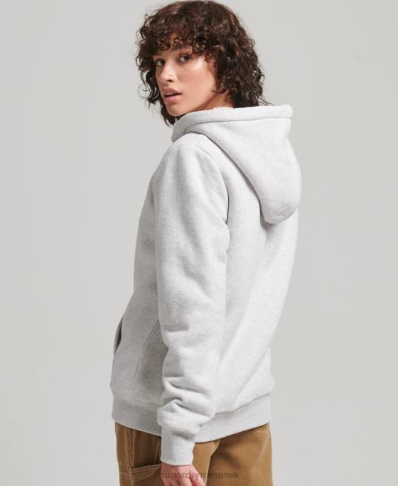 Superdry hanorac cu fermoar căptușit cu borg esențial îmbrăcăminte gri deschis femei JX0Z5752
