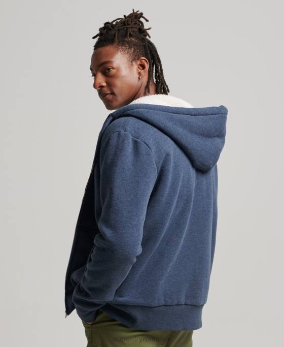 Superdry hanorac cu fermoar căptușit cu borg esențial îmbrăcăminte marina bărbați JX0Z499